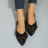 Myquees Pointed Toe Bow Sequins Flats