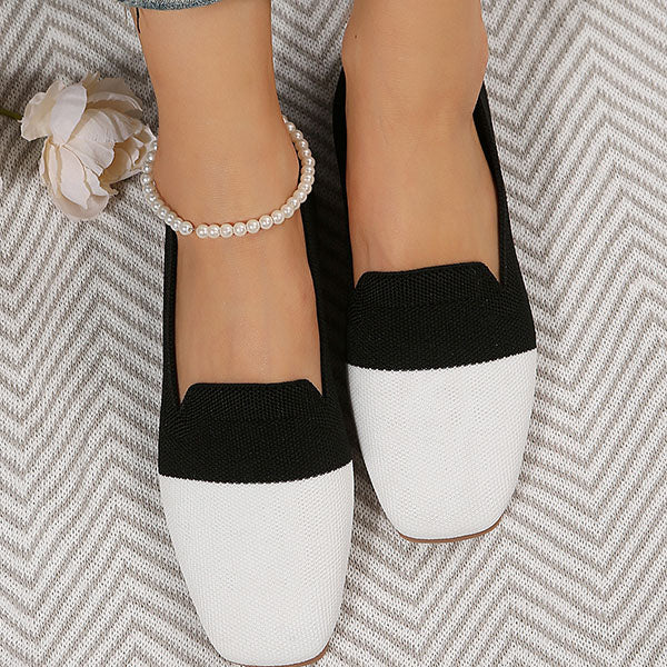 Myquees Square Toe Knitted Soft Comfy Flats