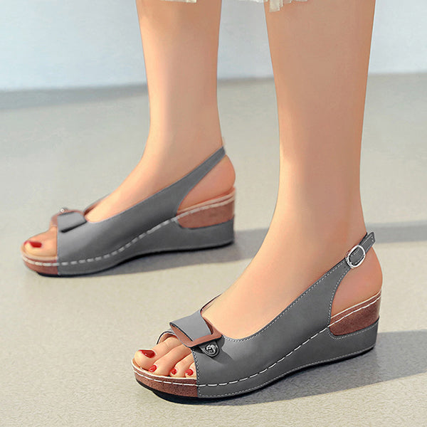Myquees Open Toe Slingback Wedge Platform Sandals