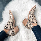 Myquees Women Cut-out Ankle Leopard Booties