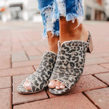 Myquees Women Leopard Peep Toe Slippers