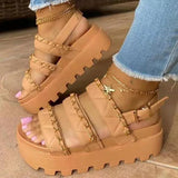 Myquees Women Comfotable Fashion Pu Chain Adjusting Buckle Thick Bottom Sandals