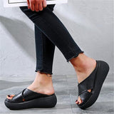 Myquees Platform Open Toe Comfy Slippers Casual Slide Sandals