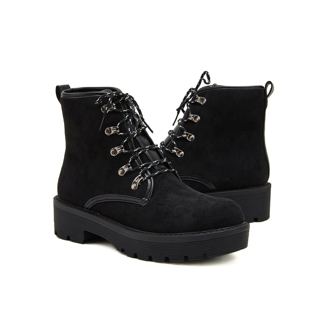 Myquees Women Trendy Suede Lace-Up Snow Boots