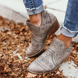Myquees Laser Cutout Ankle Booties